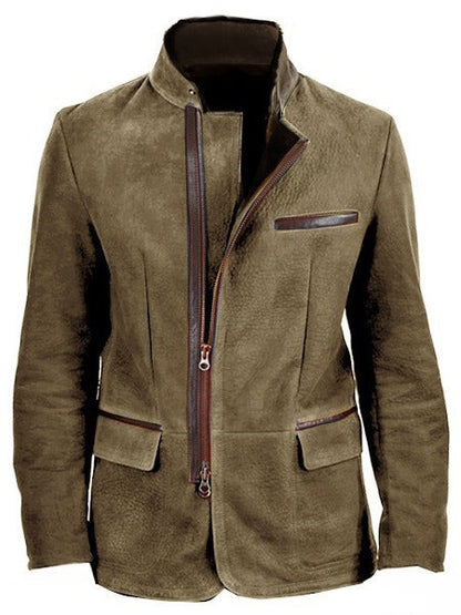 New Men's European And American Fashion Vintage Jacket Stitching Top