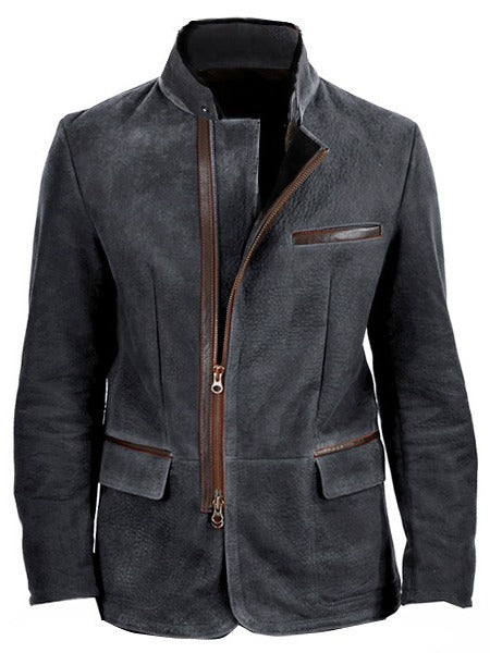 New Men's European And American Fashion Vintage Jacket Stitching Top