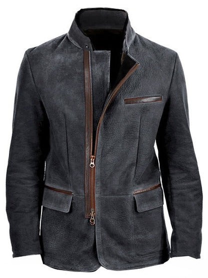 New Men's European And American Fashion Vintage Jacket Stitching Top