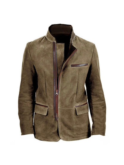 New Men's European And American Fashion Vintage Jacket Stitching Top