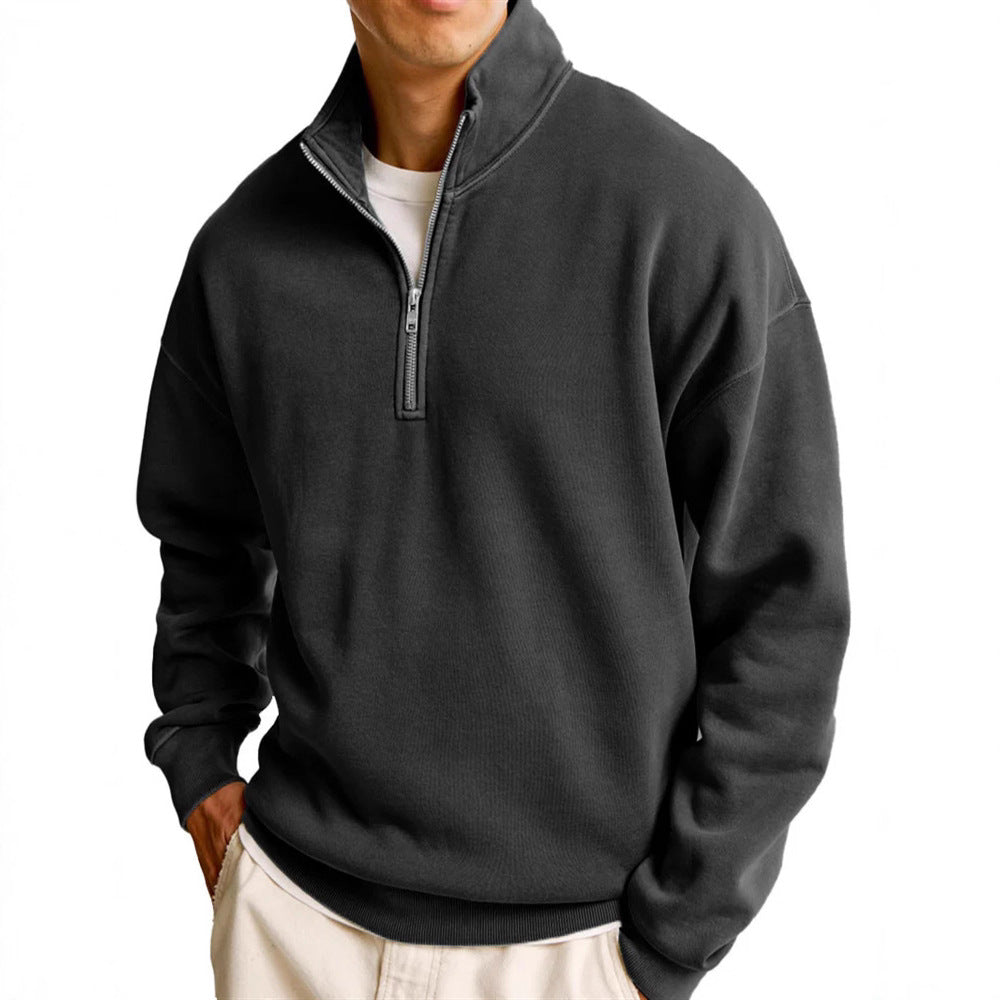 Half-Zip Stand Collar Long Sleeve Sweater