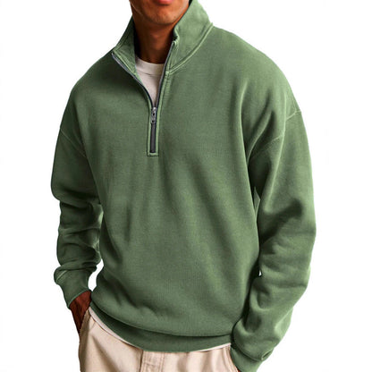 Half-Zip Stand Collar Long Sleeve Sweater