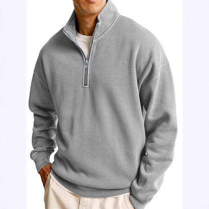 Half-Zip Stand Collar Long Sleeve Sweater