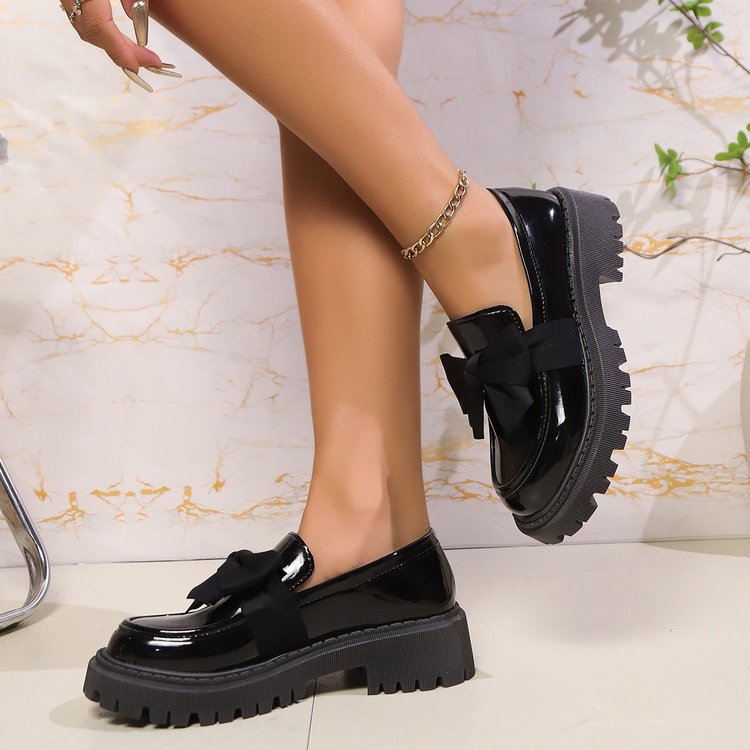 Bow Platform Leather Shoes