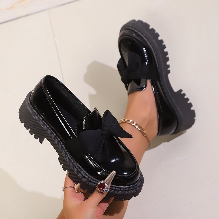 Bow Platform Leather Shoes
