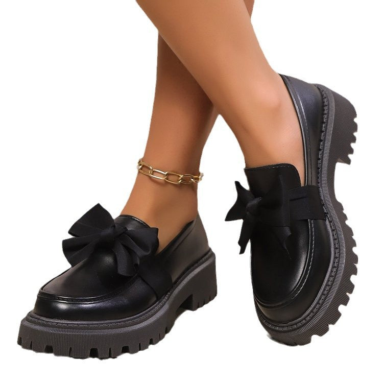 Bow Platform Leather Shoes