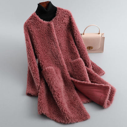 Particulate Sheep Sheared Fur Women'S Coat