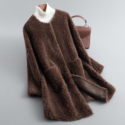 Particulate Sheep Sheared Fur Women'S Coat