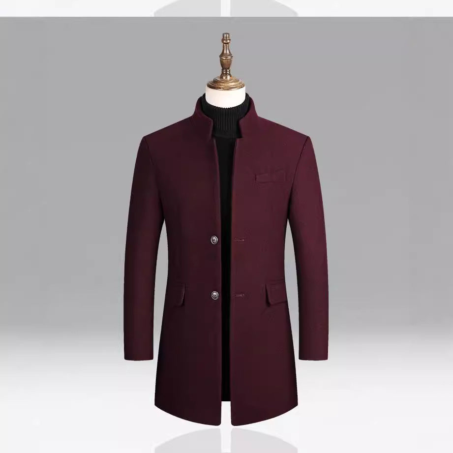 Mid-Length Stand Collar Casual Coat
