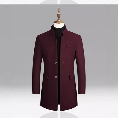 Mid-Length Stand Collar Casual Coat