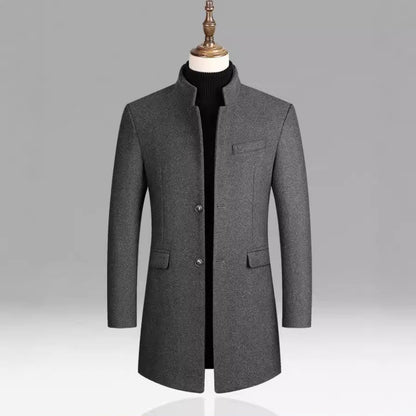 Mid-Length Stand Collar Casual Coat