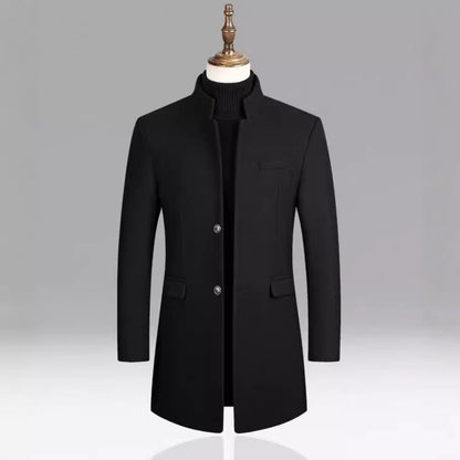 Mid-Length Stand Collar Casual Coat