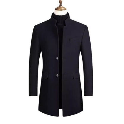 Mid-Length Stand Collar Casual Coat