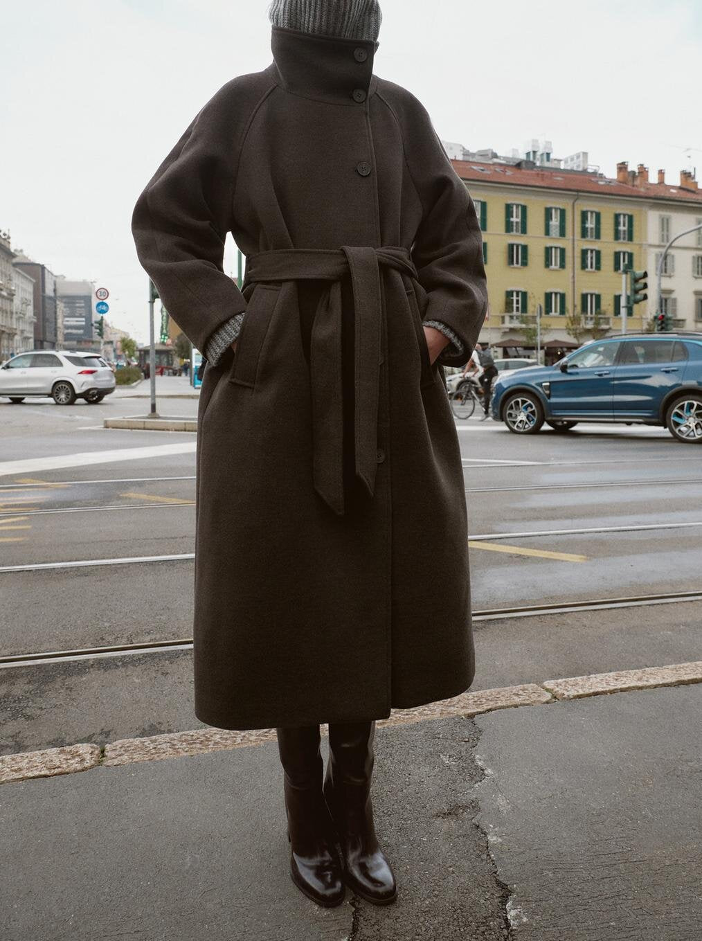 Lace-Up Collar Coat