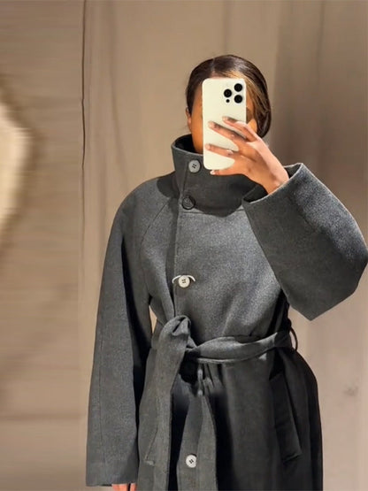 Lace-Up Collar Coat