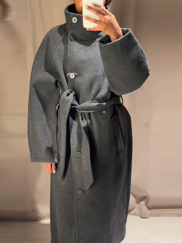 Lace-Up Collar Coat