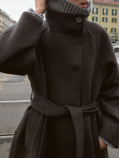 Lace-Up Collar Coat