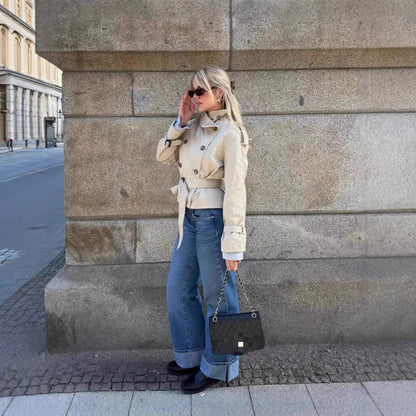 Double-breasted trench coat short coat