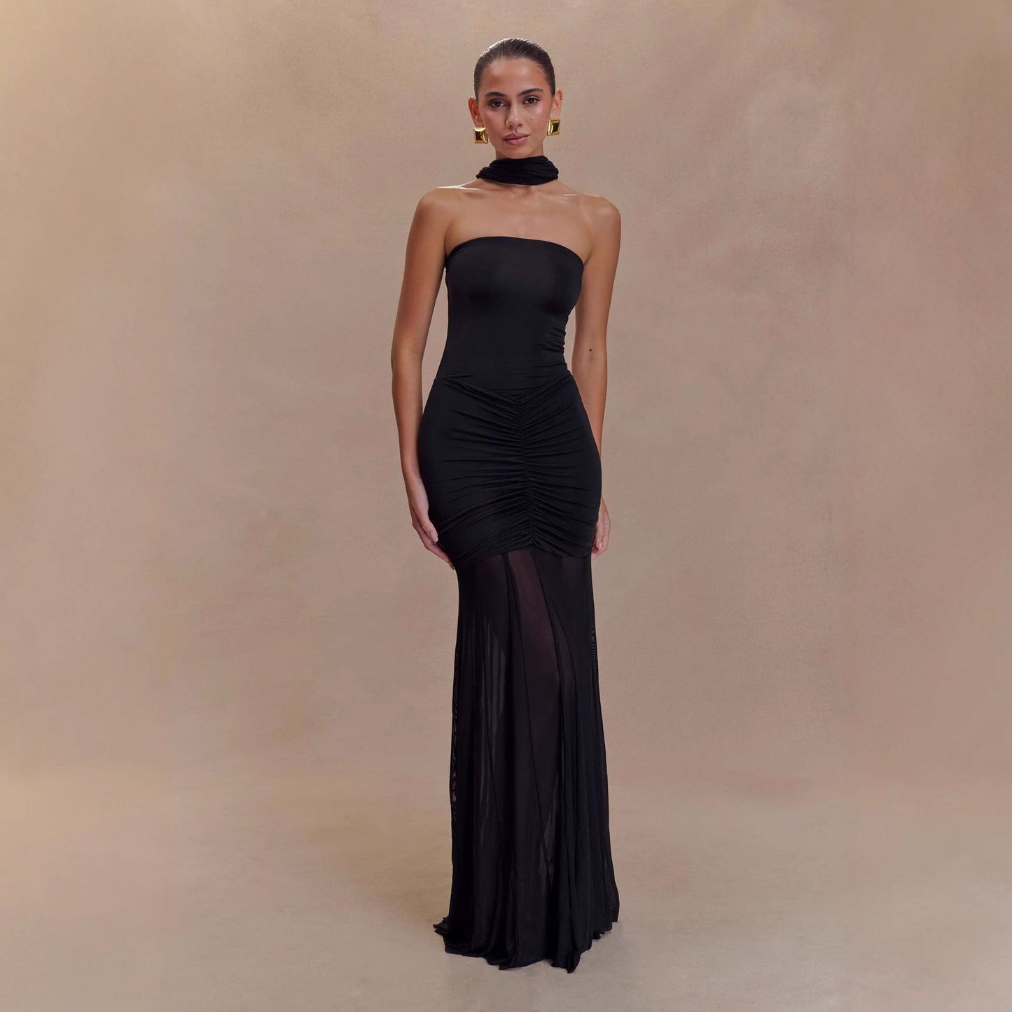 Mesh-Stitch French Dress