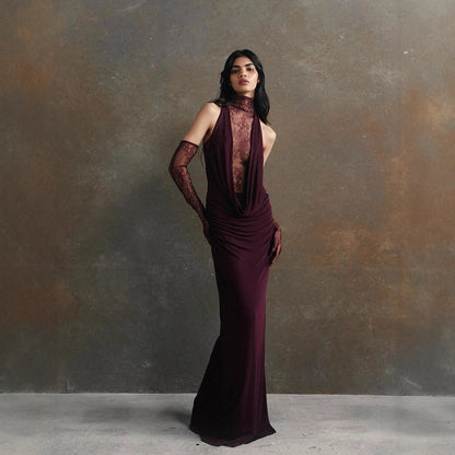 Sexy Deep V Pleated Evening Gown