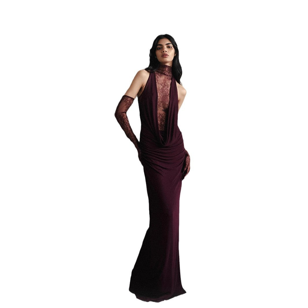 Sexy Deep V Pleated Evening Gown