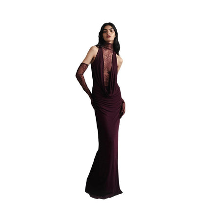 Sexy Deep V Pleated Evening Gown