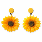 Sunflower Drop Earrings – Yellow Floral Statement Festival Jewellery, Cute Summer Acrylic Dangles