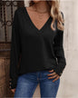 Therese - Stylish and Comfortable Plain Colour V-Neck Top with Buttons