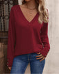 Therese - Stylish and Comfortable Plain Colour V-Neck Top with Buttons