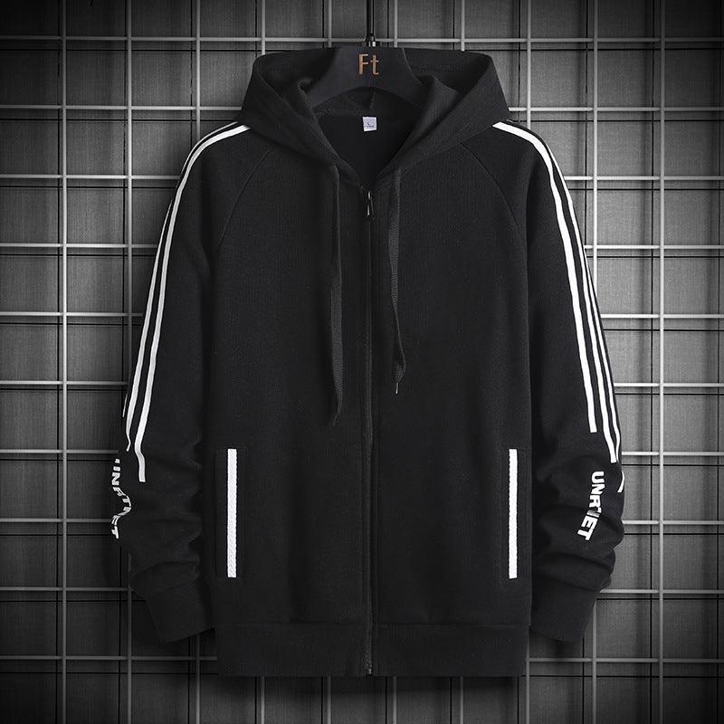 Trendy Stripe Hooded Sweater Jacket
