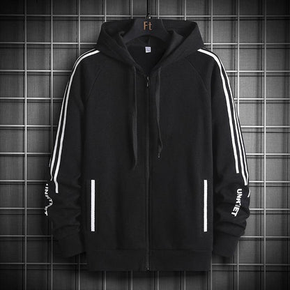 Trendy Stripe Hooded Sweater Jacket