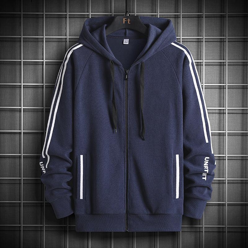 Trendy Stripe Hooded Sweater Jacket