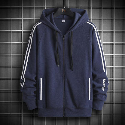 Trendy Stripe Hooded Sweater Jacket