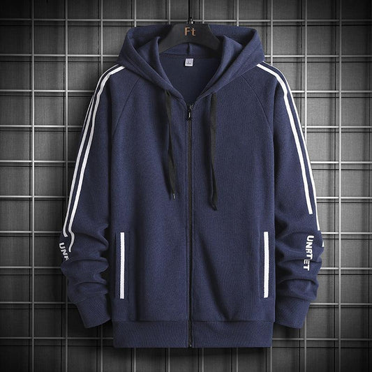 Trendy Stripe Hooded Sweater Jacket