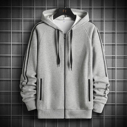 Trendy Stripe Hooded Sweater Jacket