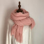 Thickened Warm Scarf For Couples - Versatile Acrylic Knit With Tassels, 40 x 200cm, Winter Styles
