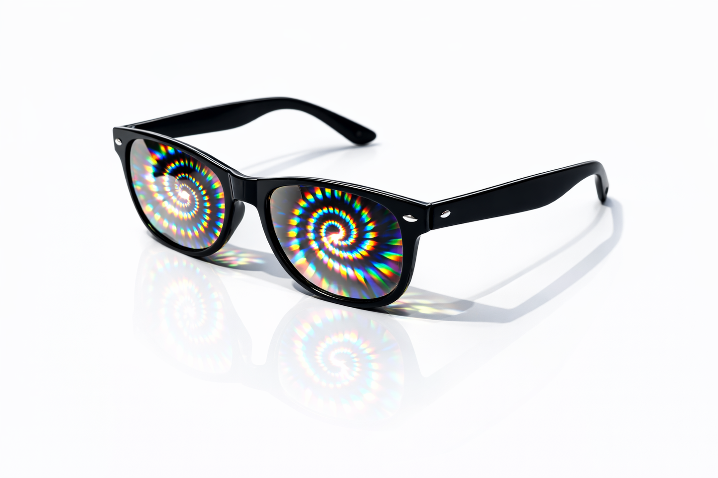 Trippy Spiral Diffraction Glasses – Festival Rave Vortex Effect Glasses (Black)