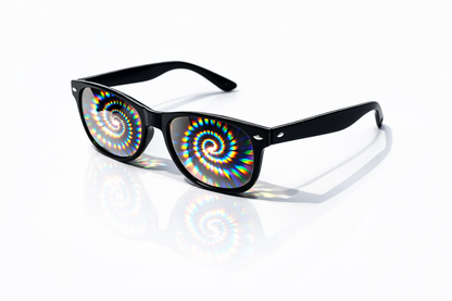 Trippy Spiral Diffraction Glasses – Festival Rave Vortex Effect Glasses (White)