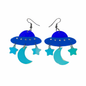 UFO Earrings UK – Moon & Star Space Statement Earrings (Cosmic Acrylic Drop Earrings)