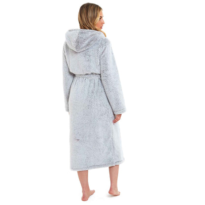 Women's Snuggle Fleece Touch Hooded Robe Luxurious Soft Loungewear Cosy Durable Dressing Gown UK Sizes 8-22 Green Grey Pink Green by Daisy Dreamer