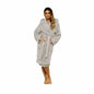 Ultra-Soft Women's Grey Hooded Teddy Fleece Bath Robe Perfect for Lounging and Post-Shower Comfort Available in Sizes Small to X Large by Daisy Dreamer