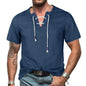 Unique Short Sleeve Men Denim Lace T-Shirt