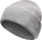 Unisex Wool Knit Beanie for Men and Women Warm Insulated Windproof Hat with Turn-Up Cuff Classic Black Grey Winter Cap for Outdoor Activities by Heatwave Thermalwear