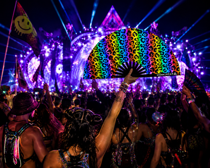 XL UV Reactive Rainbow Leopard Festival Fan