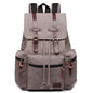 Unisex Real Leather Canvas Backpack Large School Shoulder Bag Rucksack