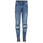 Kids Boys Mid Blue Stretchy Designer's Jeans Ripped Denim Skinny Pants Trousers