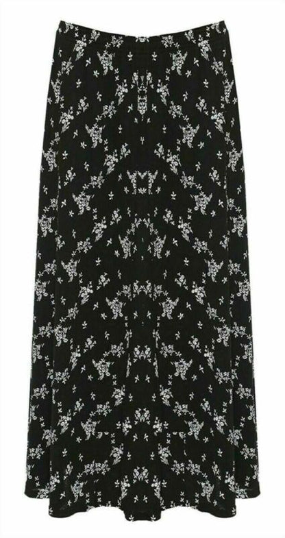 Womens Paisley Floral Printed Elasticated Stretch Skirt Waist Ladies Midi Skirt