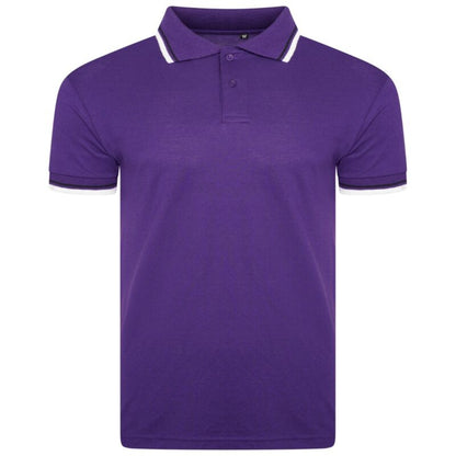 Mens Short Sleeve Plain Tipping Polo Shirt T Shirt Top Casual S-2XL Pique