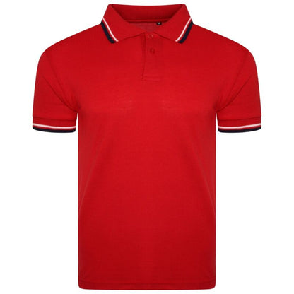 Mens Short Sleeve Plain Tipping Polo Shirt T Shirt Top Casual S-2XL Pique