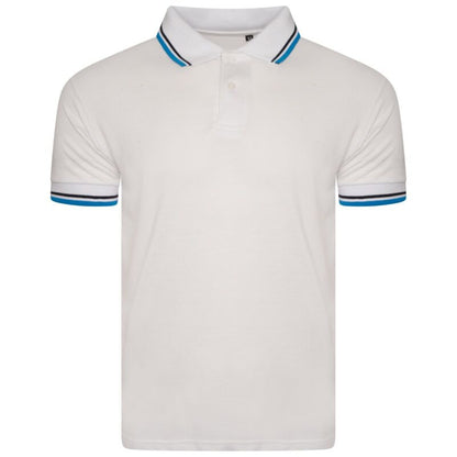 Mens Short Sleeve Plain Tipping Polo Shirt T Shirt Top Casual S-2XL Pique